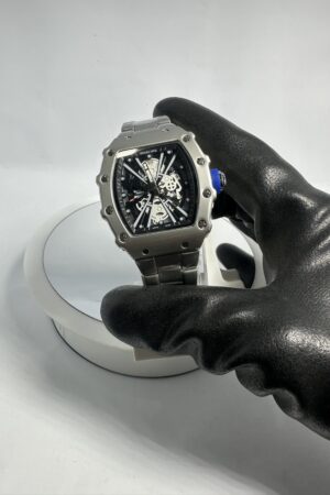 Silver-toned Richard Milk Skeleton Dial