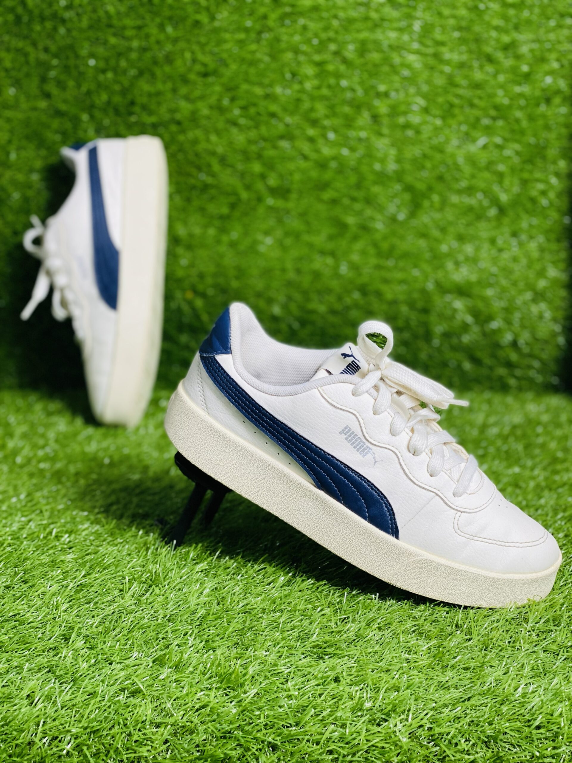 white and navy Puma Skye