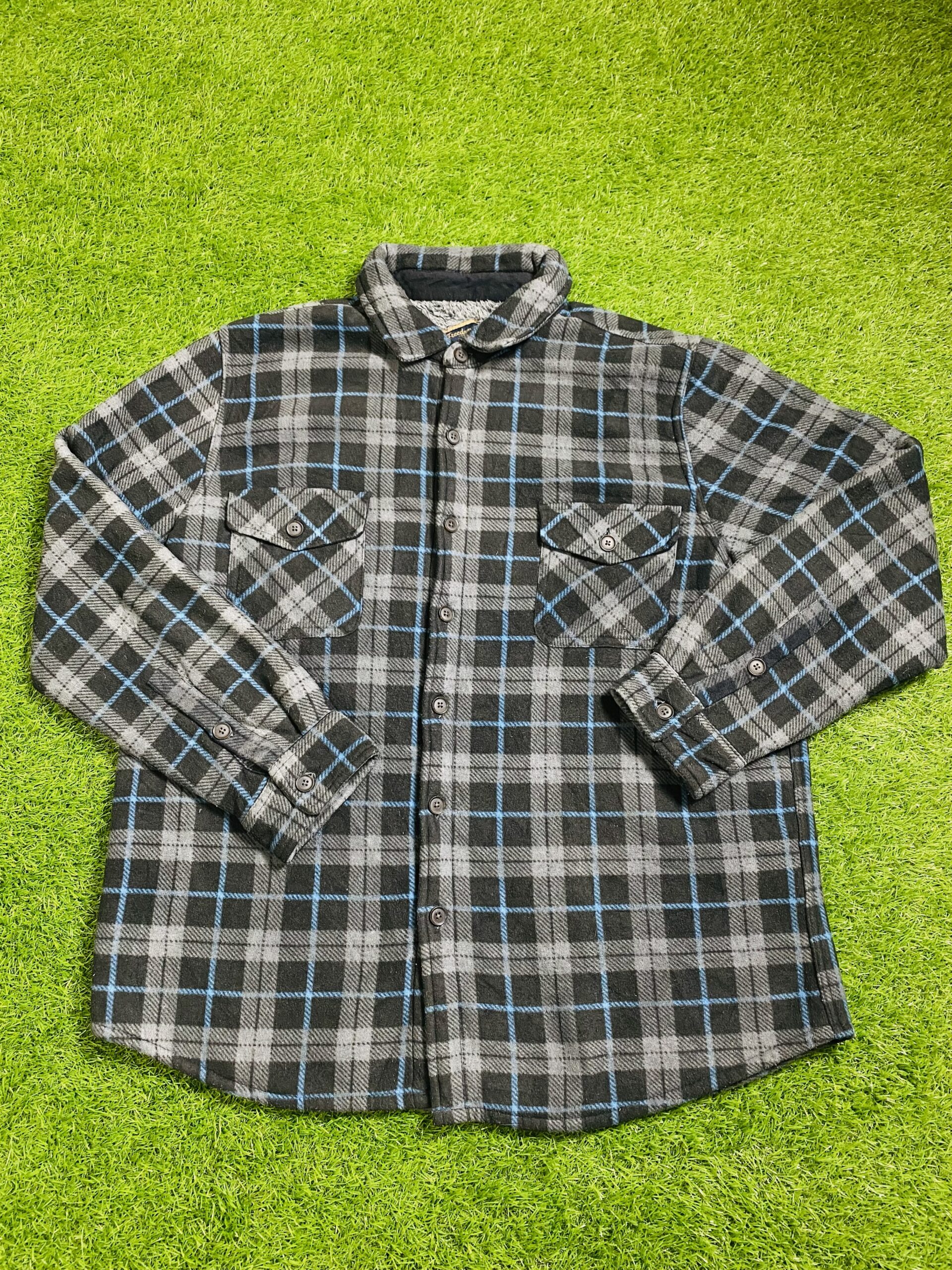 Flannel Shirt Jacket IN Black, Blue And Gray (XXL)