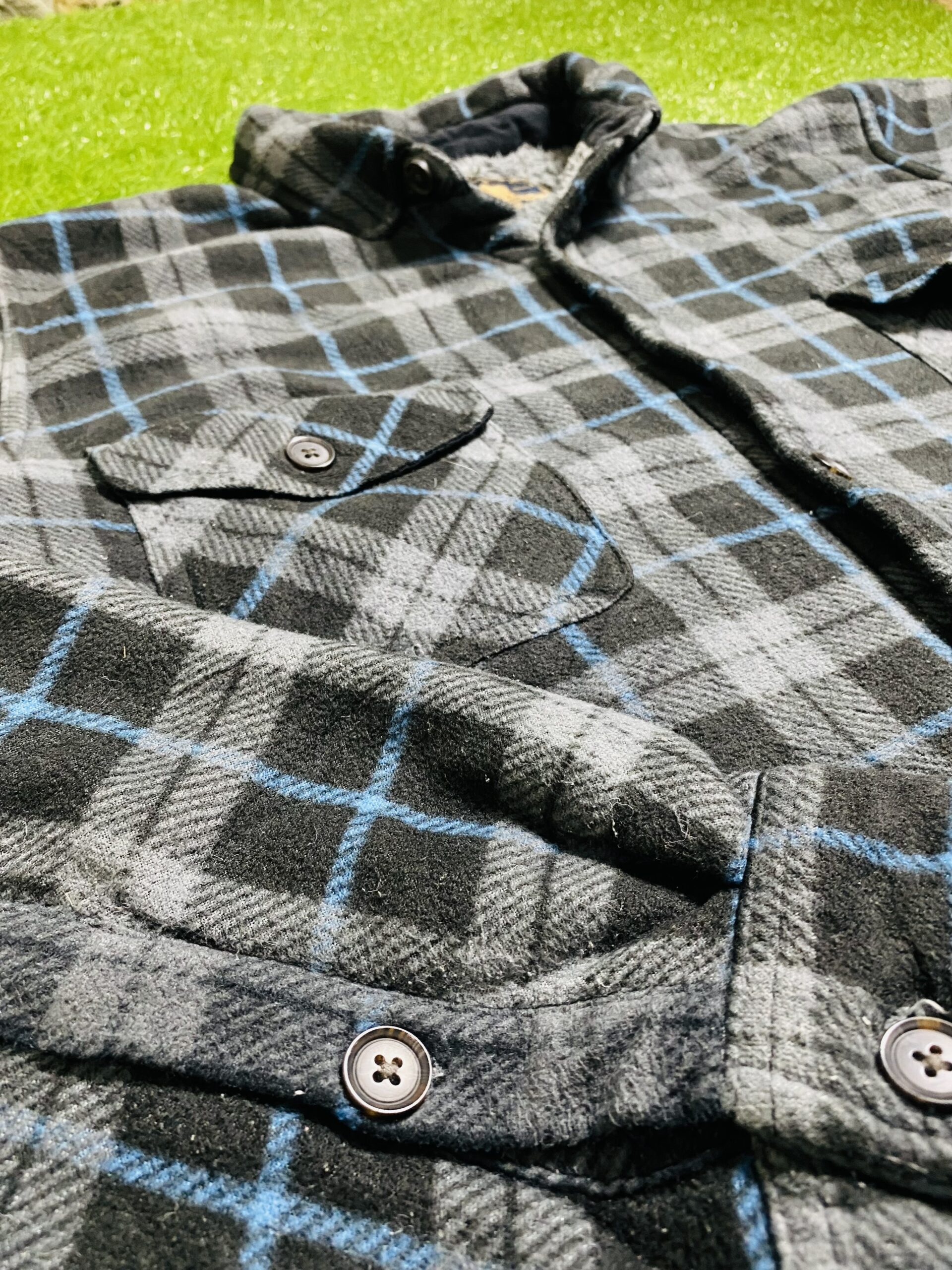 Flannel Shirt Jacket IN Black, Blue And Gray (XXL) - Image 2
