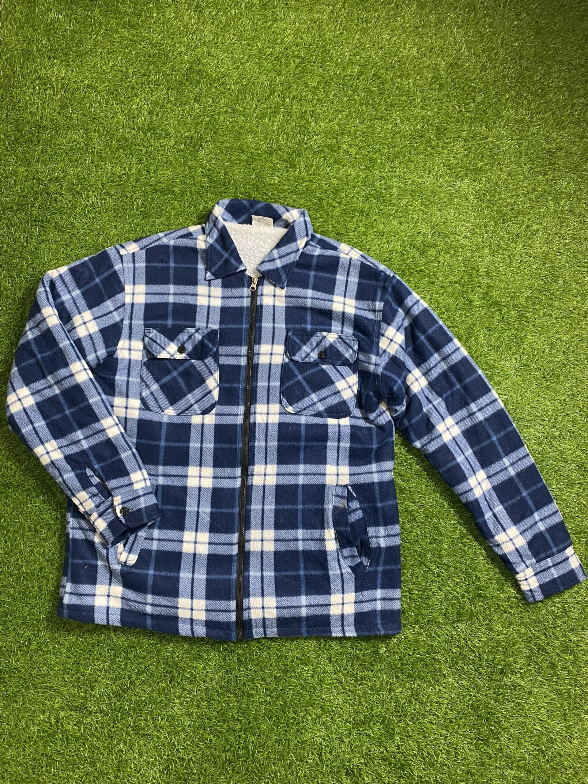 Men's Clayton Brushed Fleece Oversize in Blue & white Check Pattern (XXXL)