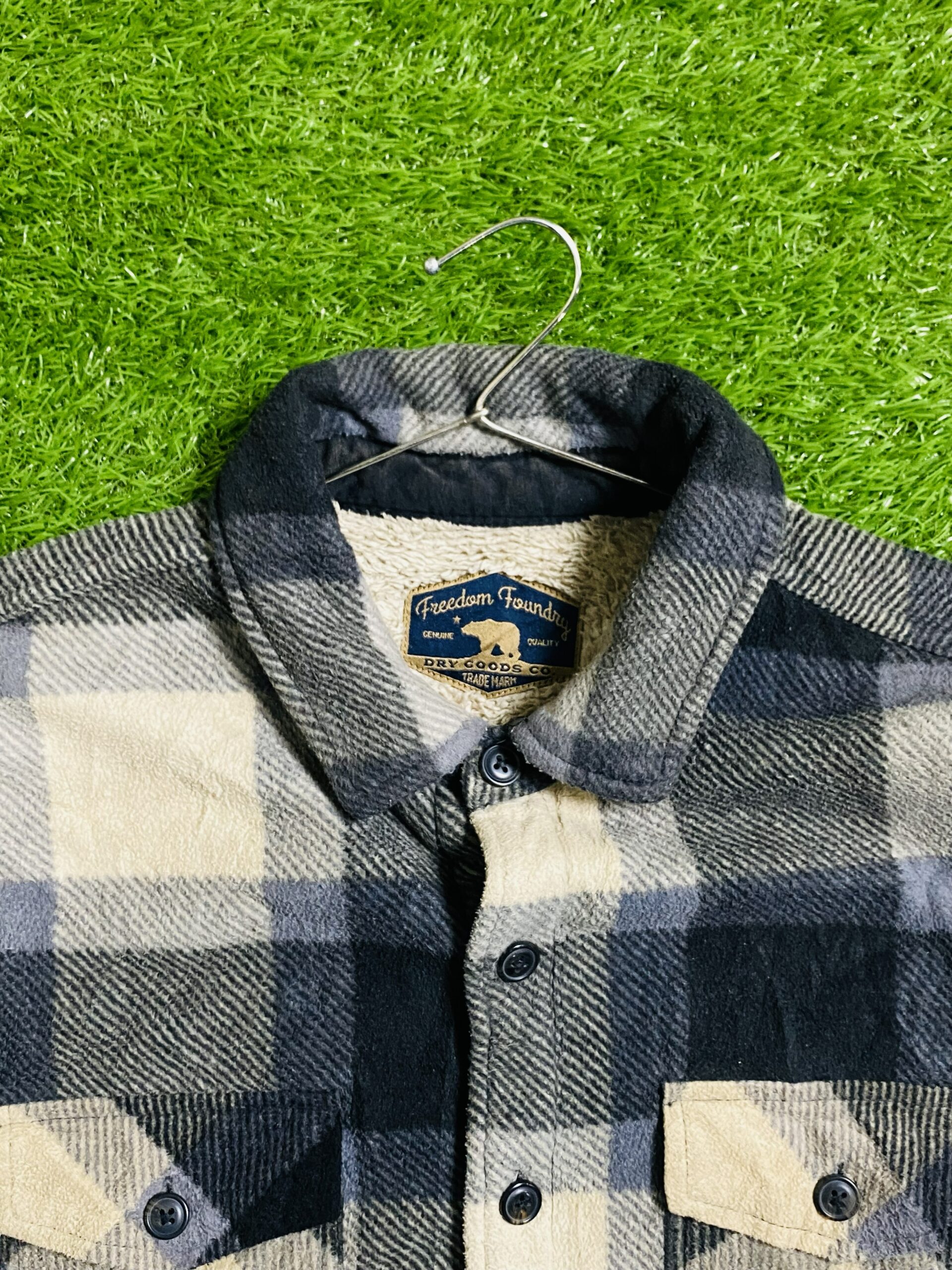 Freedom Foundry Sherpa-Lined Plaid Flannel Shirt Jacket (Gray & Black) (M) - Image 2