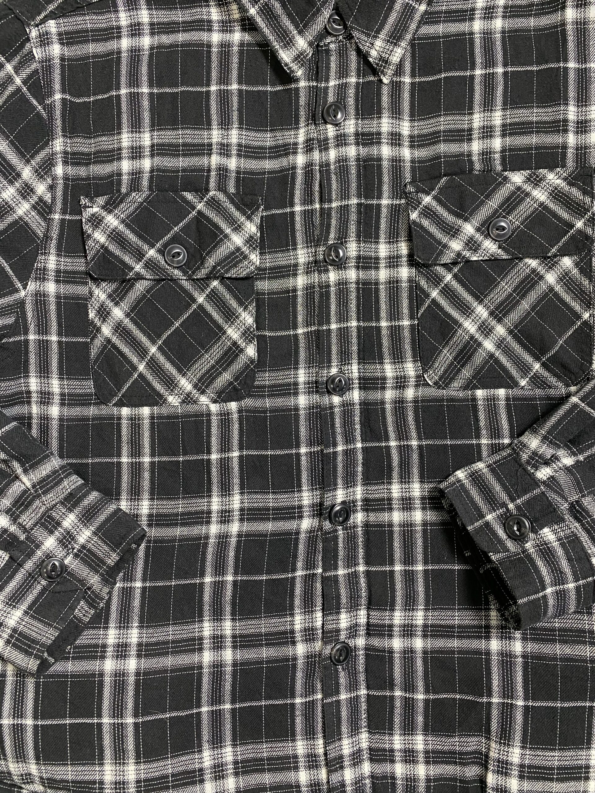 Jachs New York Black & White Plaid Flannel Shirt (L) - Image 4