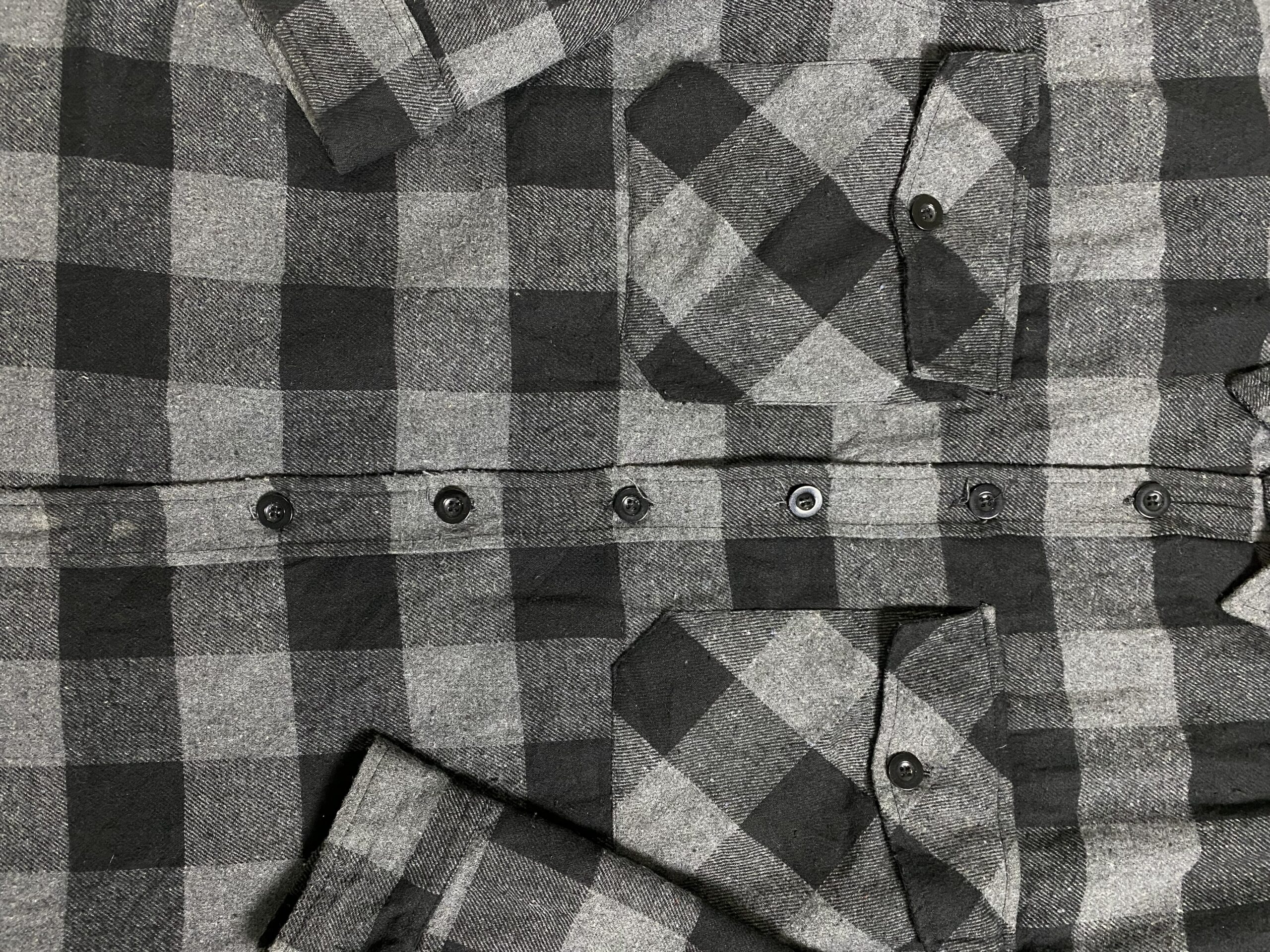 Roper Snap Button Men's Gray Plaid Flannel Shirt (L) - Image 2