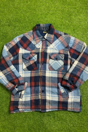 Vintage Wool-Blend Plaid Flannel Shirt Jacket (XL)