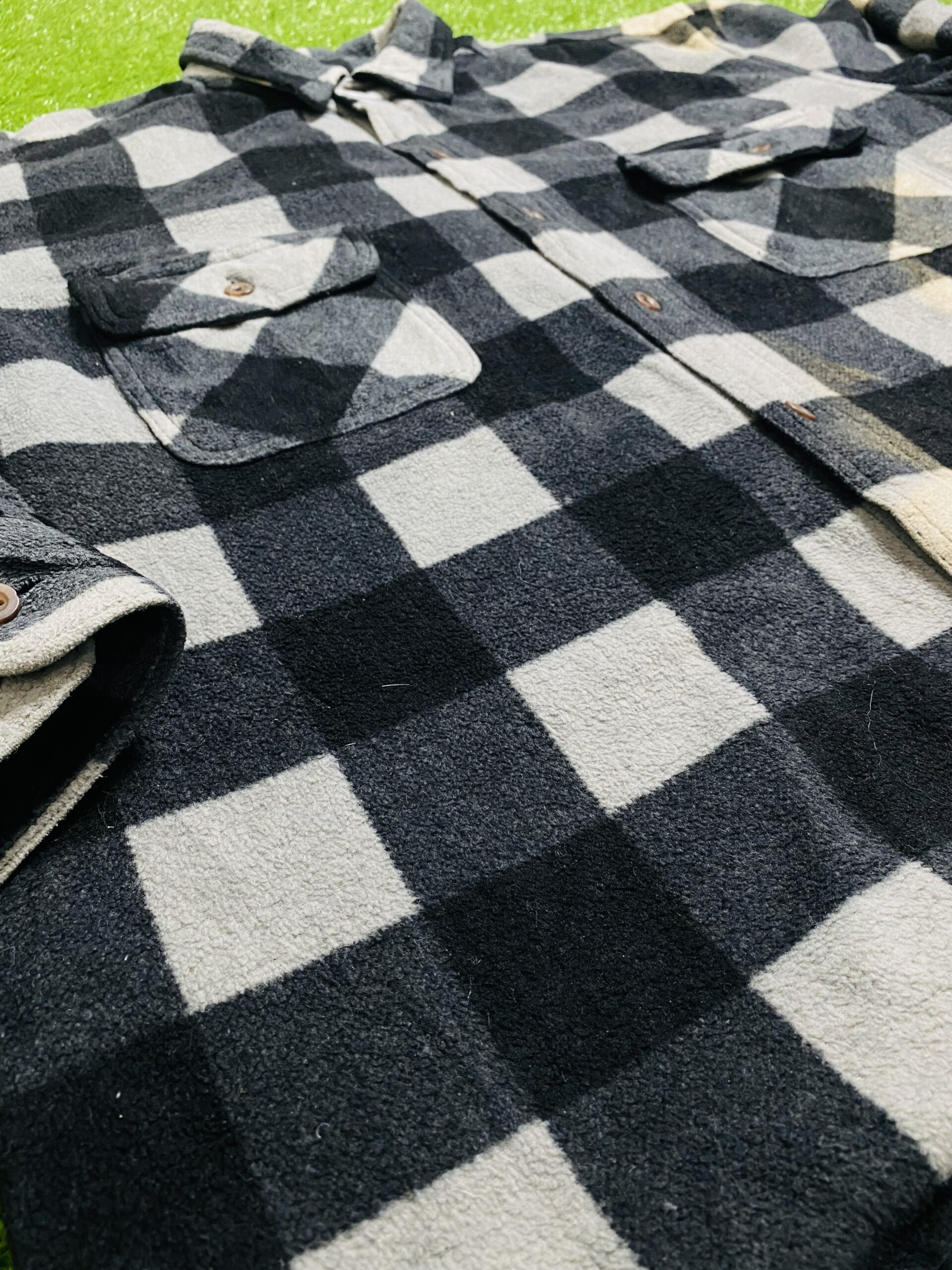 Gery & Black Plaid Flannel Shirt - Image 4